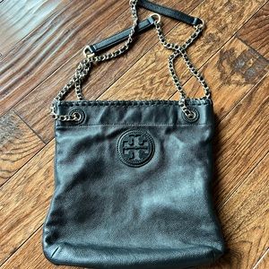 Tory Burch black leather cross body- gently used.
